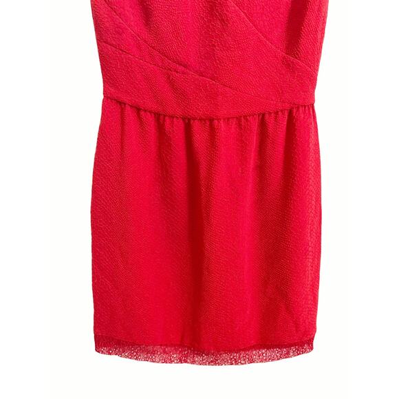 The Kooples Red Lace Yoke Sheer Sheath Cocktail Holiday Mini Dress Size XS - Picture 4 of 9